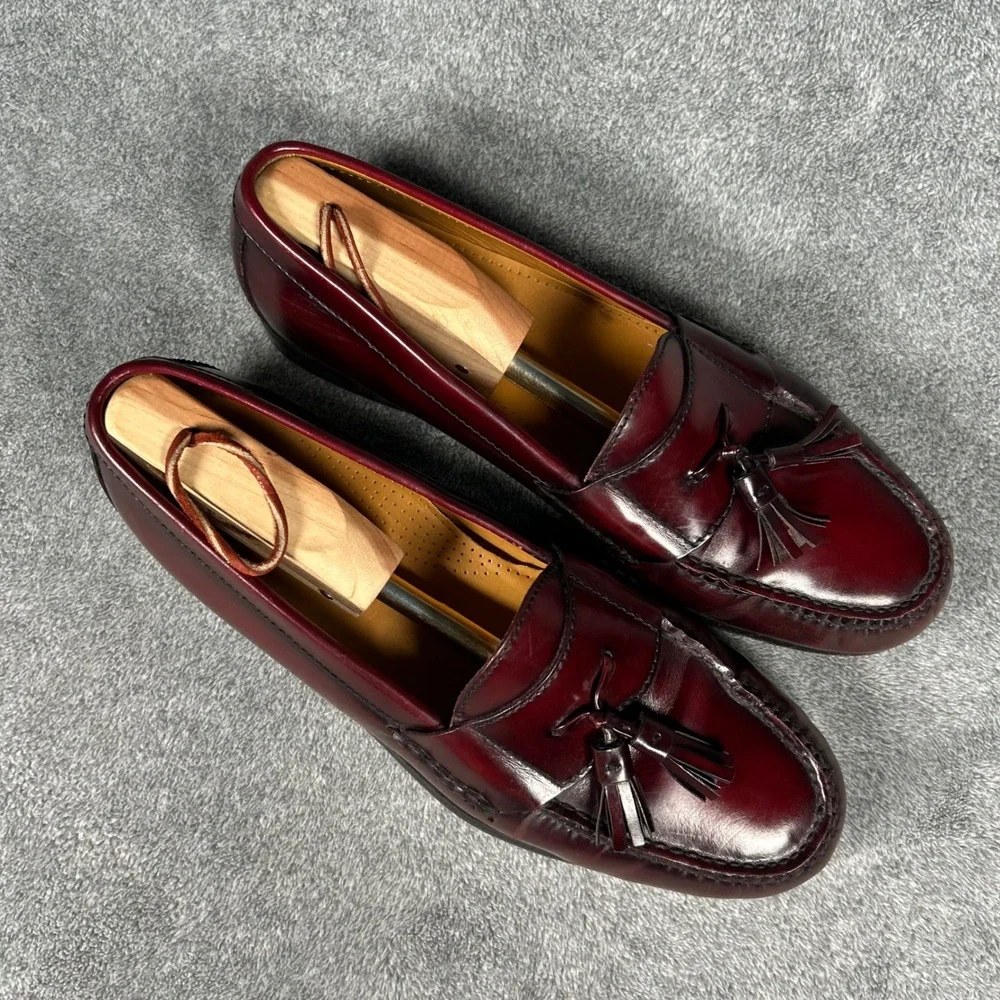 Cole Haan Mens Burgundy Leather Tassel Loafers 10.5 D 03507 Dress Shoes